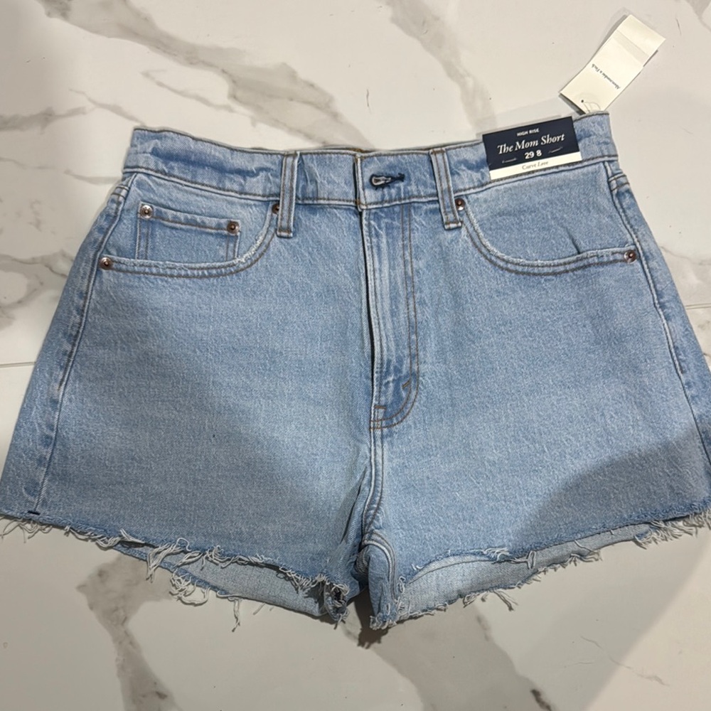 Abercrombie & Fitch Blue Jean Shorts with Raw Hem